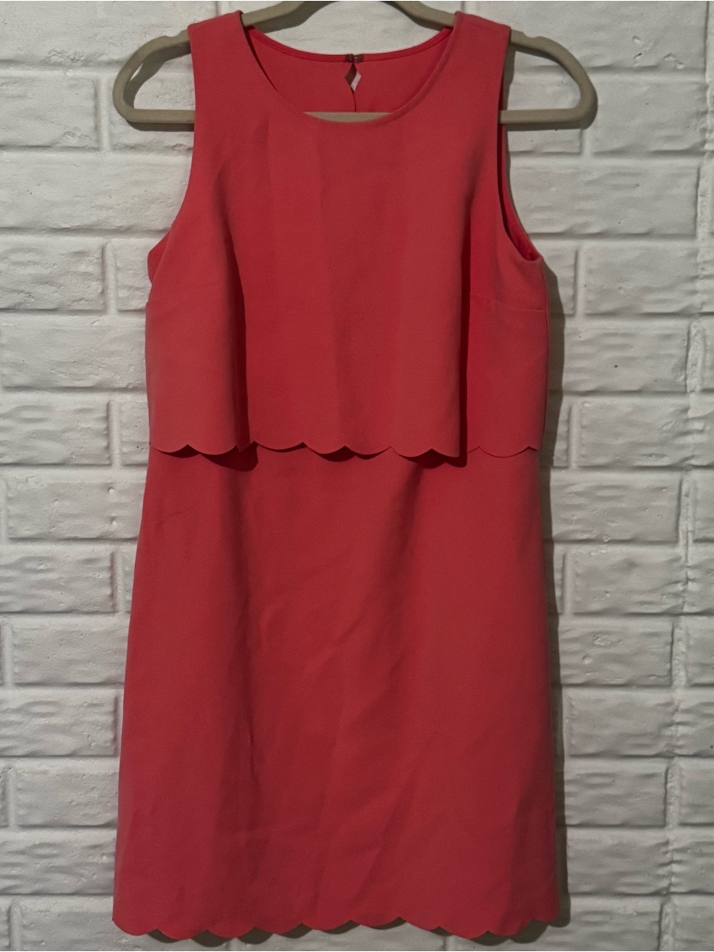 Ann Taylor Petites Loft Dress Women’s 6P Coral Pink Scalloped Spring Easter